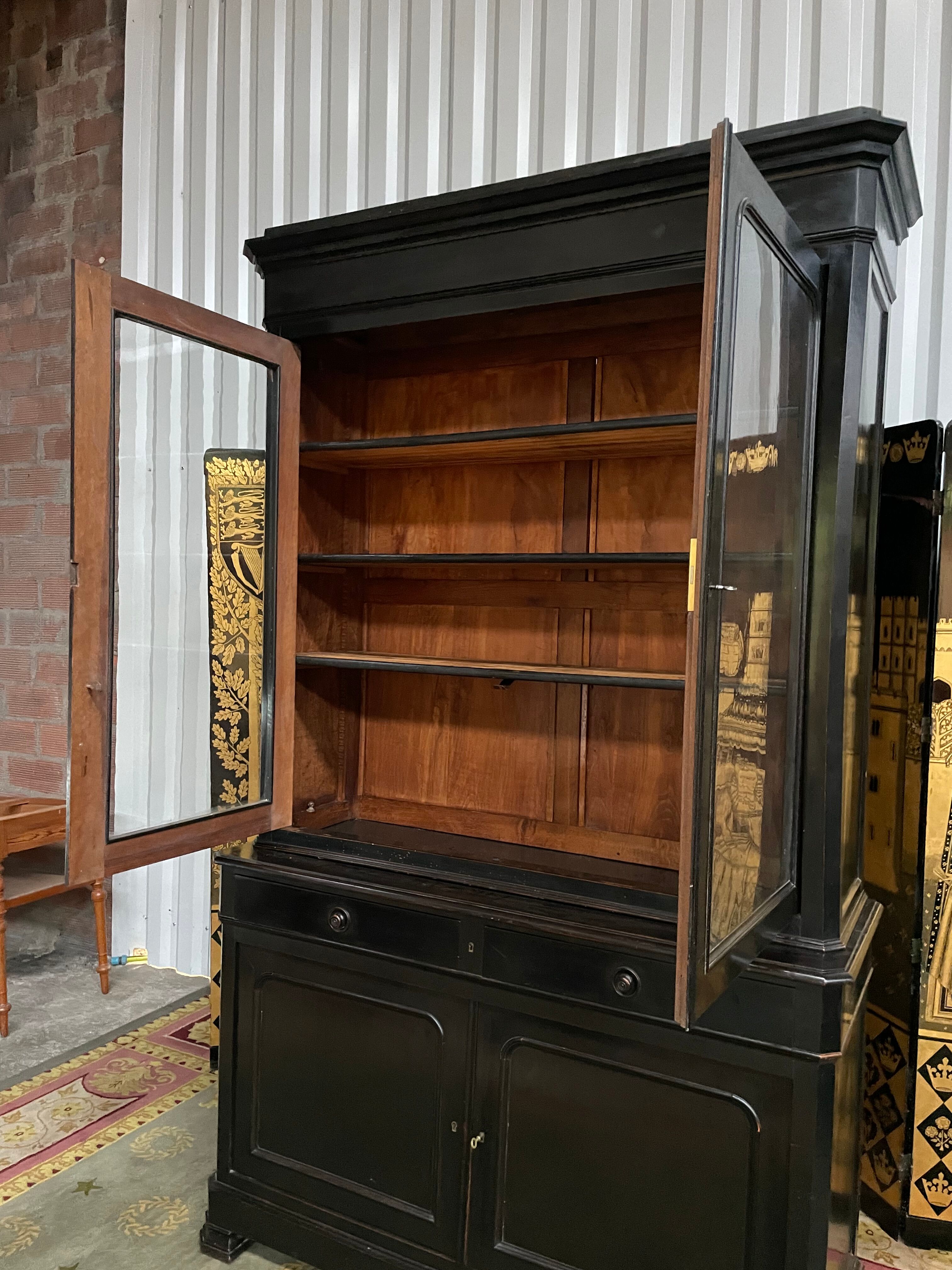 Louis Philippe two-body sideboard in blackened wood 19th
