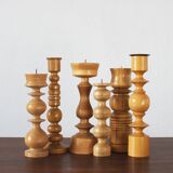 Scandinavian Wooden Candleholders, Set of 6