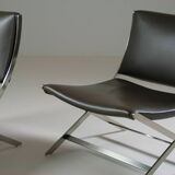 Pair of Flexform leather low chairs, Peter model, by Antonio Citterio
