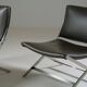Pair of Flexform leather low chairs, Peter model, by Antonio Citterio