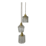 Vintage triple globe pendant light in molded glass