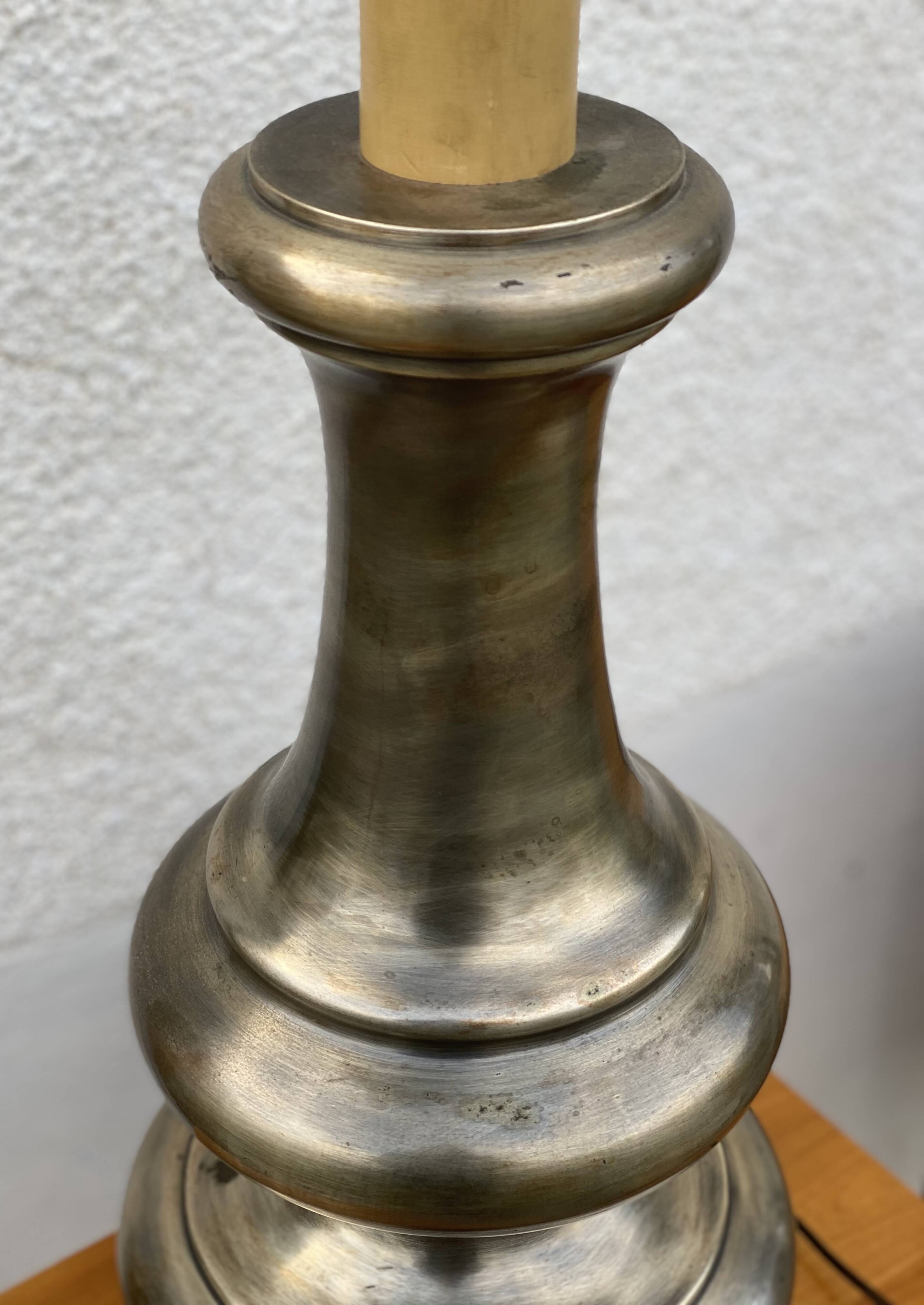 Large vintage patinated metal lamp from the 1970s.