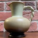 Carstens Tönnieshof Jug Model 422 with Twisted Handle, Tea Green and Brown West German Art Pottery