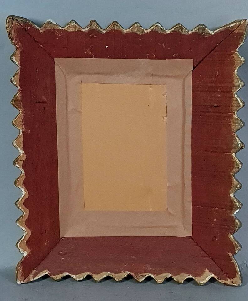 Mirror with reverse edges, carved wooden frame, vintage 50s, C942.