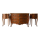 Louis XV bedside table set with marquetry and marble.