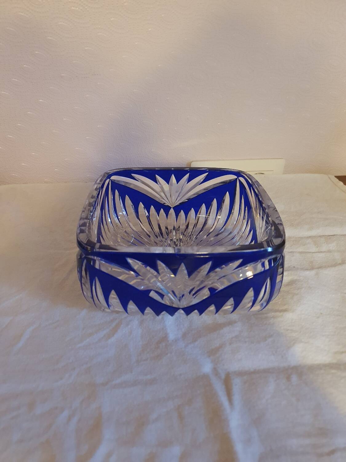 Vintage blue bohemian crystal pocket empty cup
