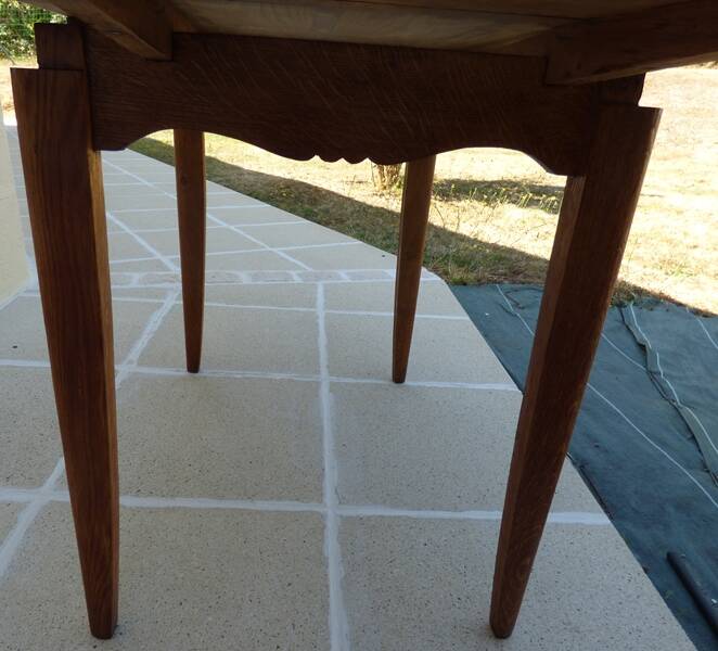 Italian wooden table with 2 extensions from 90 cm to 150 cm, completely restored