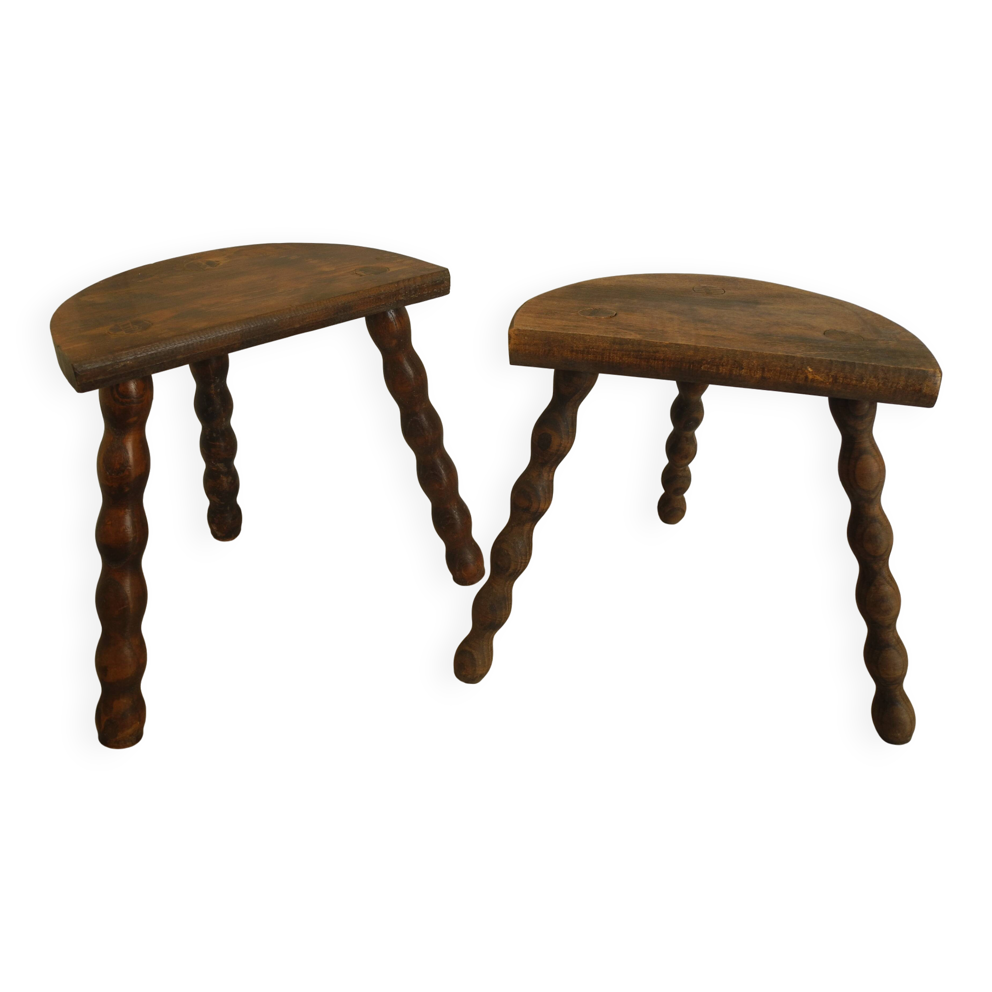 pair of wooden stools rustic vintage country decor