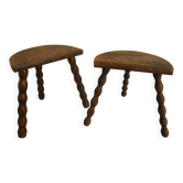 paire tabourets bois déco champêtre rustique vintage wooden stools