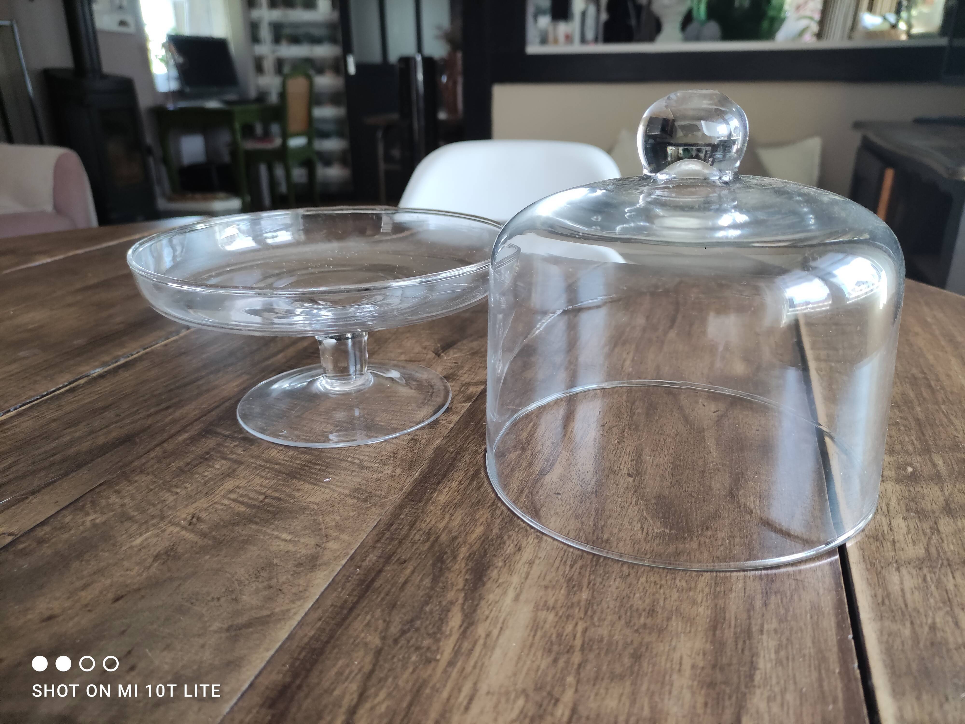 Glass bell on low stand