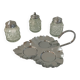 Vintage glass and silver-plated condiment set