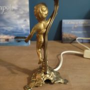 Bedside lamp angel left flower lotus mother-of-pearl base cast iron patinated brass