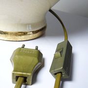 Vintage 1980s-90s Le Dauphin Dynastie crackle-glazed earthenware lamp