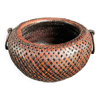 Ikebana bamboo flowerpot basket, Japanese art, 20th century