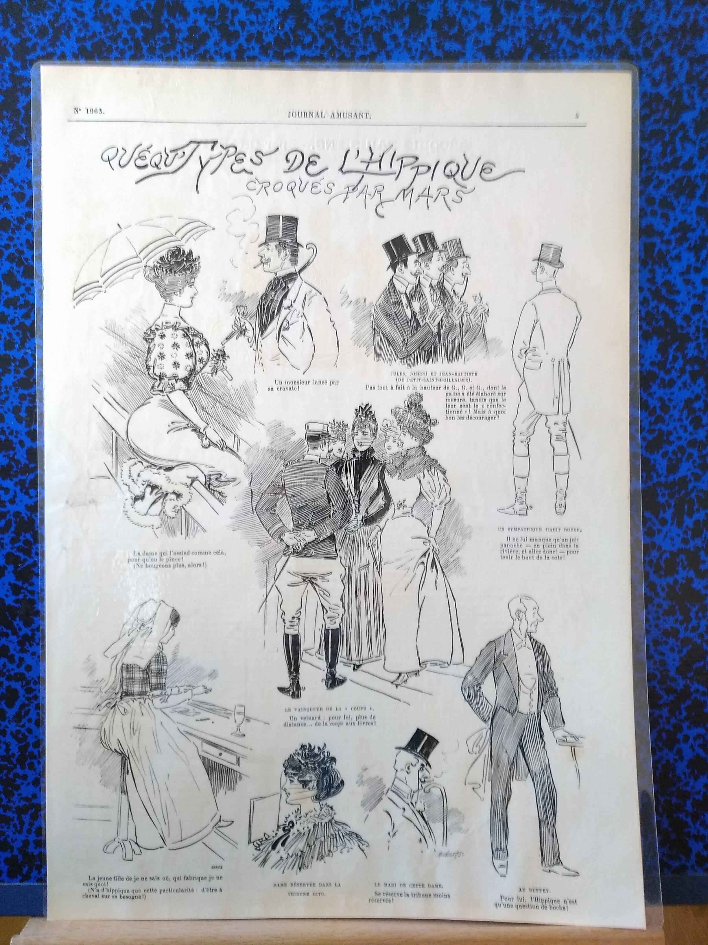 A drawing a sketch by illustrator Mars from period magazine Journal Amusant from the 1890s