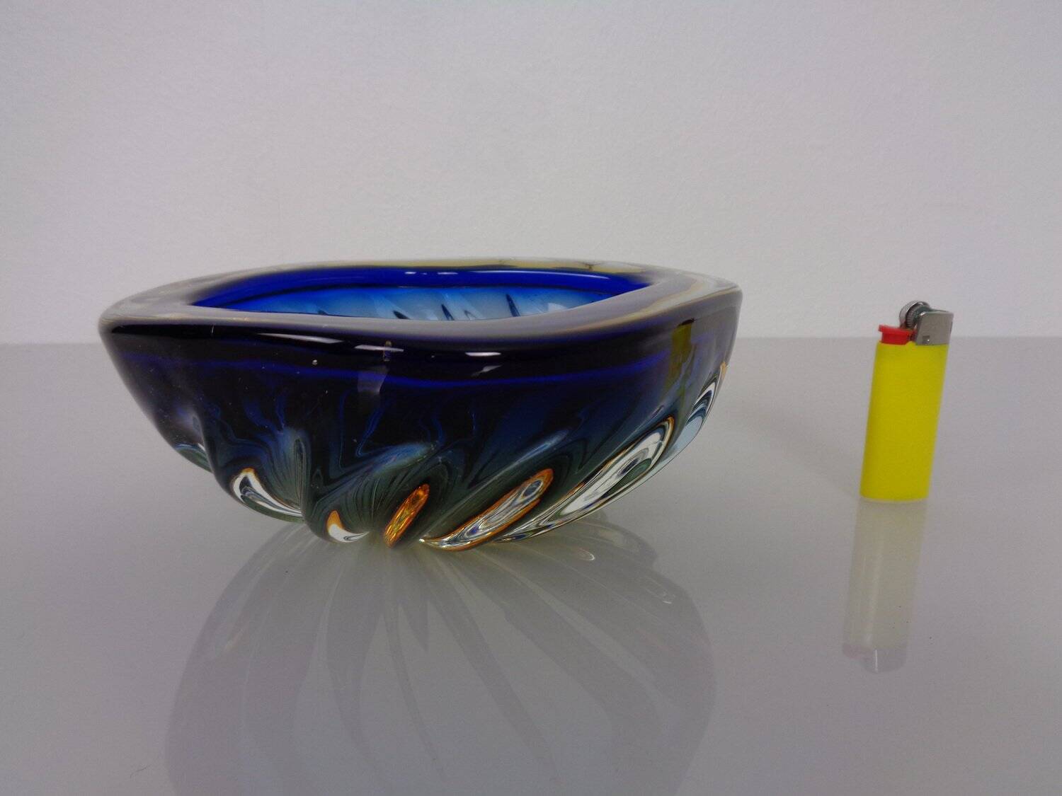Blue Brown Sommerso Murano Glass Bowl or Ashtray by Flavio Poli, Italy, 1960s