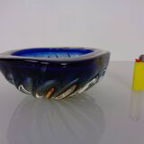 Blue Brown Sommerso Murano Glass Bowl or Ashtray by Flavio Poli, Italy, 1960s