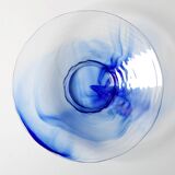 Vintage Blue Swirl Glass Fruit Bowl / Bormioli Rocco / Italy / 1990s