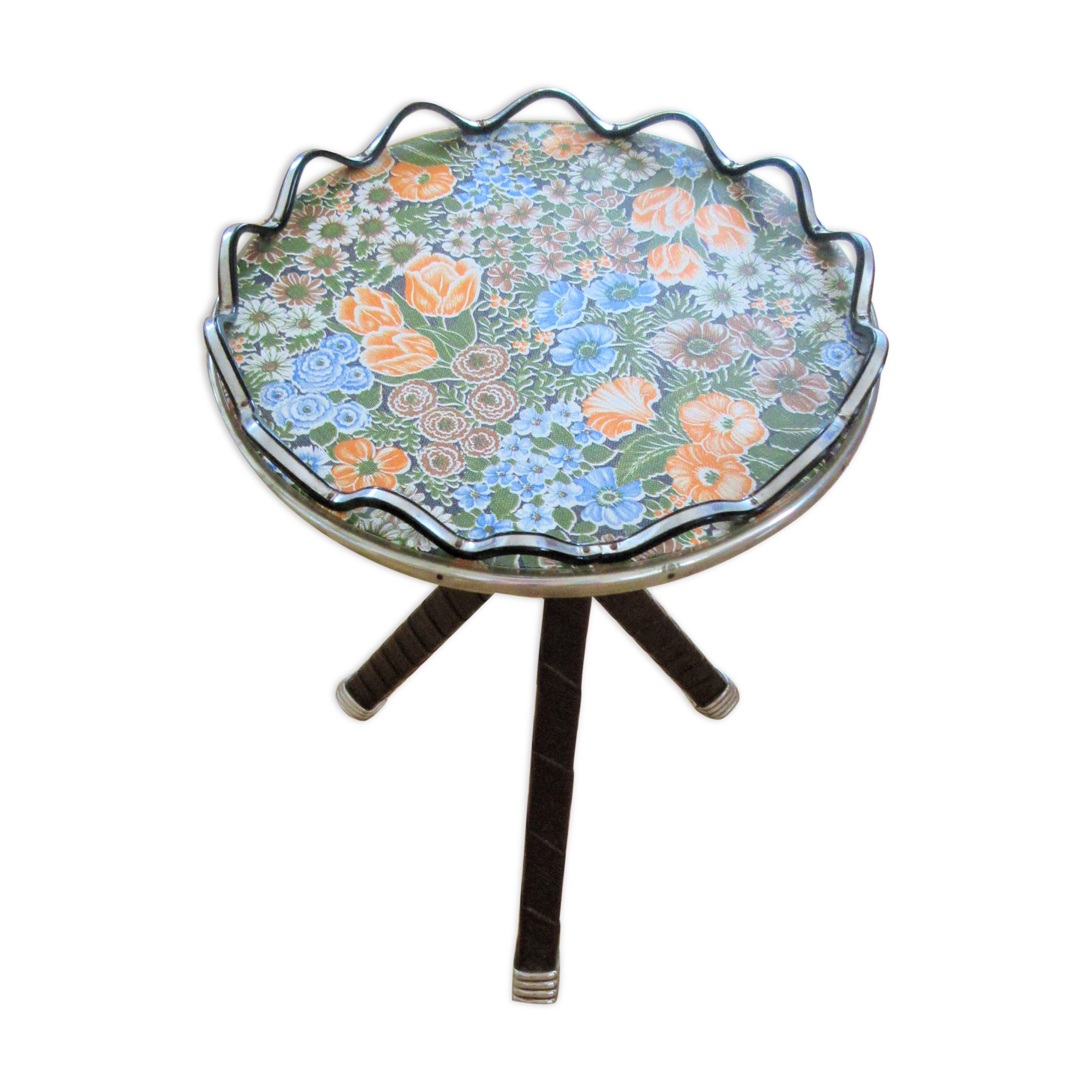 Selette / vintage plant holders tripod floral pattern