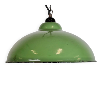 Industrial Green Enamel Factory Pendant Lamp, 1960s