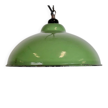 Industrial Green Enamel Factory Pendant Lamp, 1960s