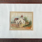 Tableau dessin ancien xixe église