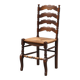 Rustic Oak Ladder-Back Chair with Rush Seat and Cabriole Front Legs, France