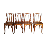 Set of 4 curved wooden bistro chairs, pin back