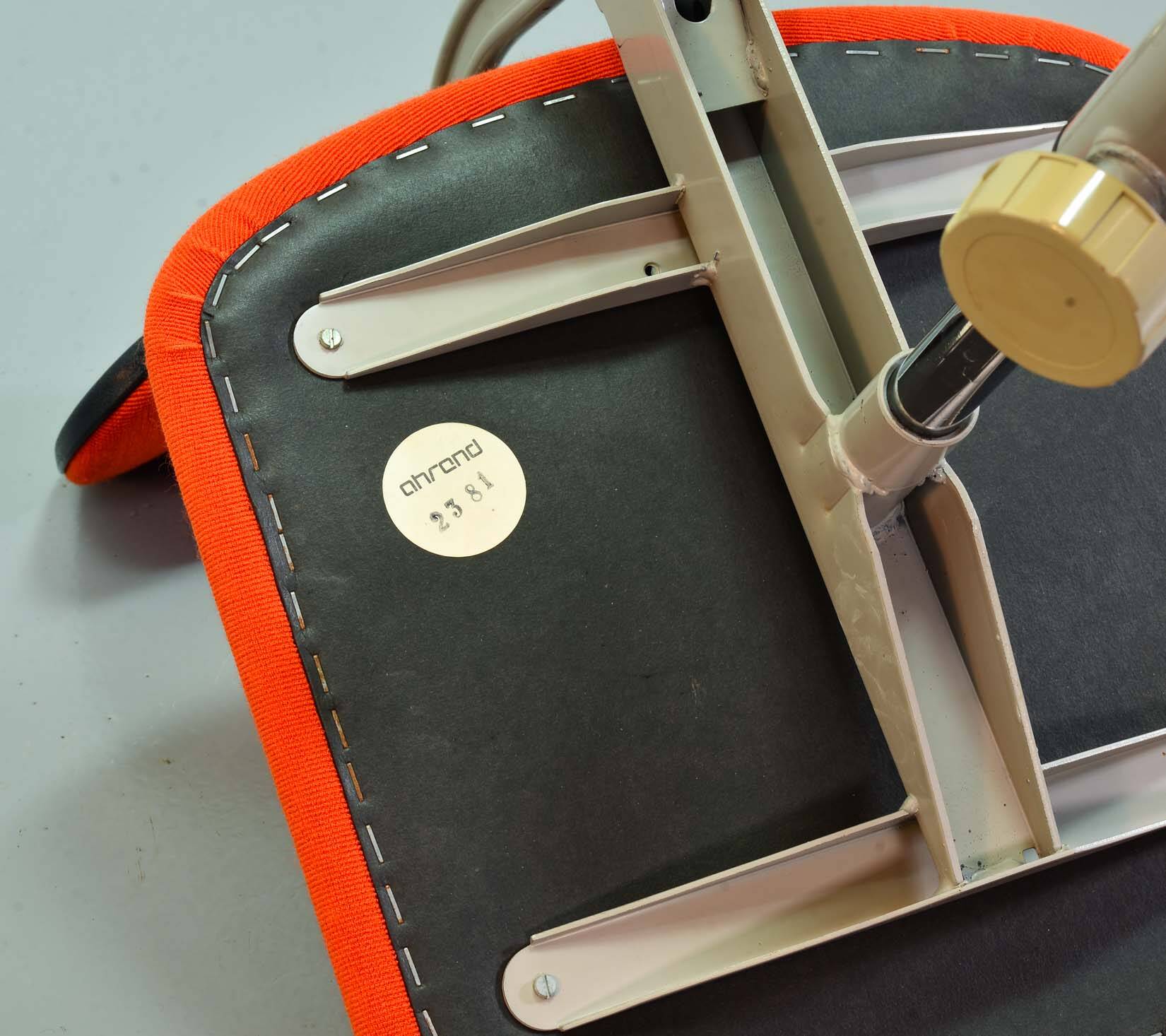 Ahrend De Cirkel Industrial Desk Chair with Orange Fabric Upholstery 1950s