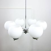 Lustre vintage en chrome et opaline, italie, 1970s