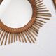 Old sun mirror 49 cm in rattan, star.