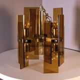 Orange glass lamps, six bulbs each