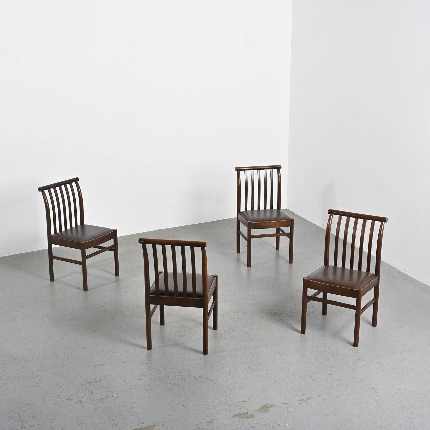 Suite of 4 chairs by Isamu Kenmochi, Akita Mokko, Japan 1970