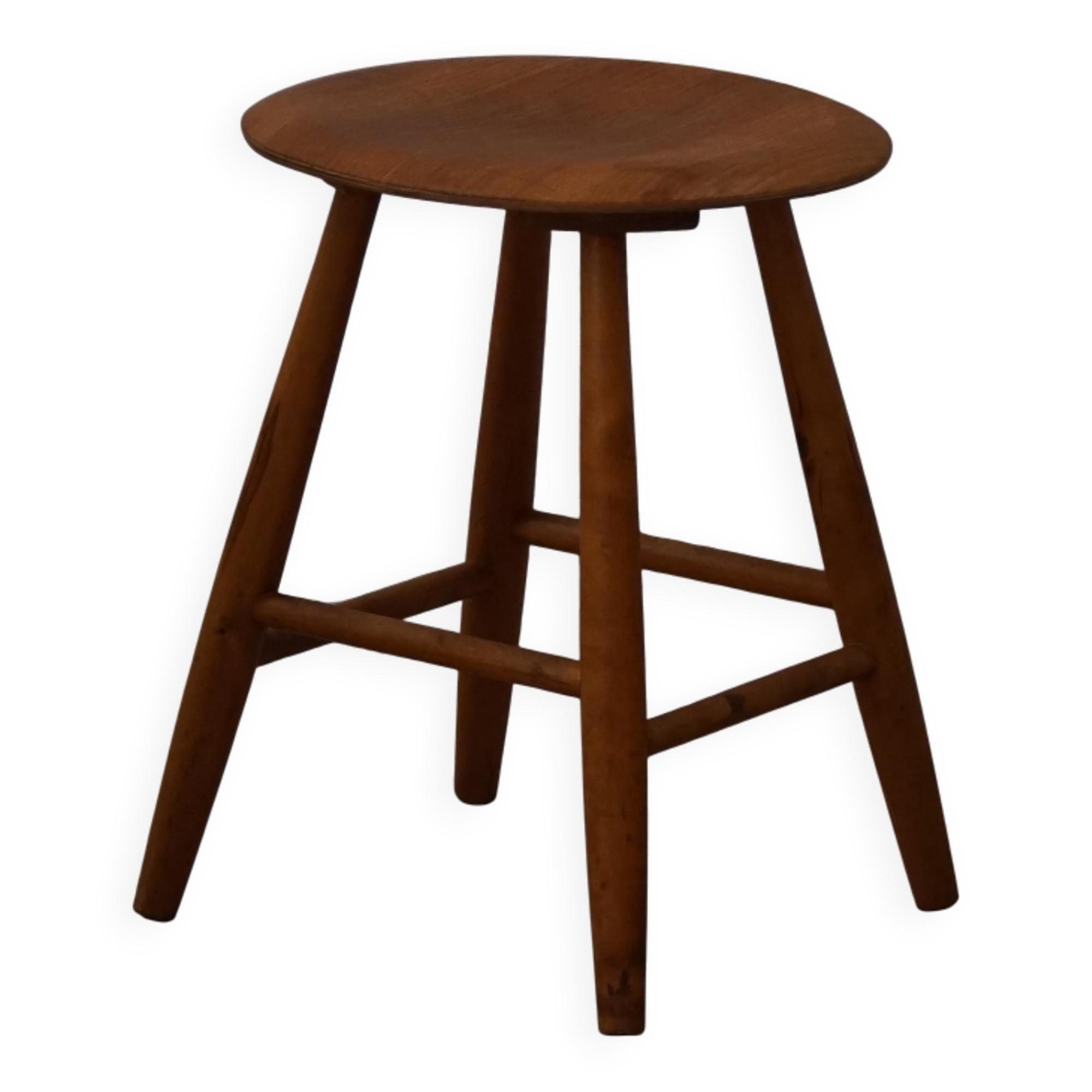 Round beech stool by a Danish cabinetmaker, mid-century modern, 1970s.
