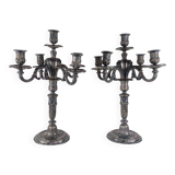 Paire de Candélabres en Bronze - Chandelier Style Louis XVI, 19ème