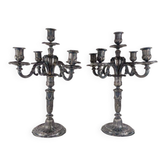 Pair of Bronze Candelabra - Louis XVI Style Candlestick, 19th Century