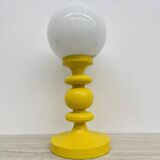 Mid-century design yellow table lamp with glass globe, 1970s