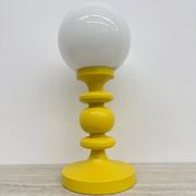 Mid-century design yellow table lamp with glass globe, 1970s