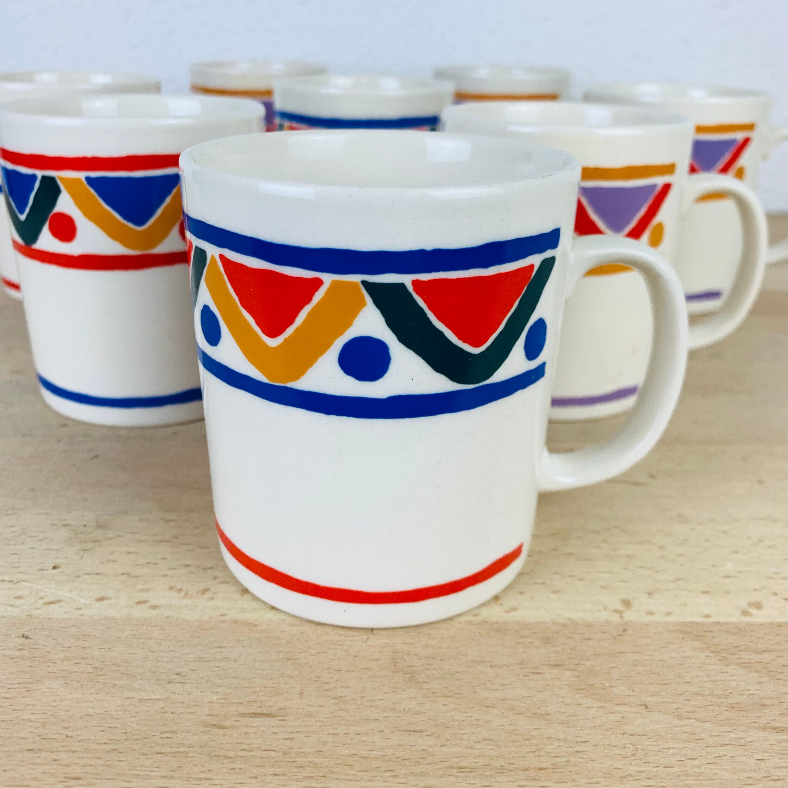8 vintage ethnic pattern mugs