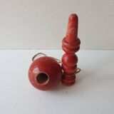 Old wooden Bilboquet - red color Height 17.5 Cm
