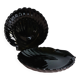 2 black opaline moulded glass shell-shaped bowls, circa 1980.