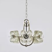 Crystal Glass Flower Pendant Light in Kalmar Style by Sische, Germany, 1970s