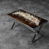 Modernist coffee table in ceramic and metal, 1970.