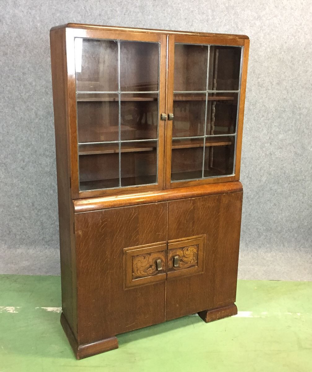 Glass art deco oak buffet