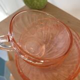 Set of 4 Rosaline cups and 4 saucers from Arcoroc