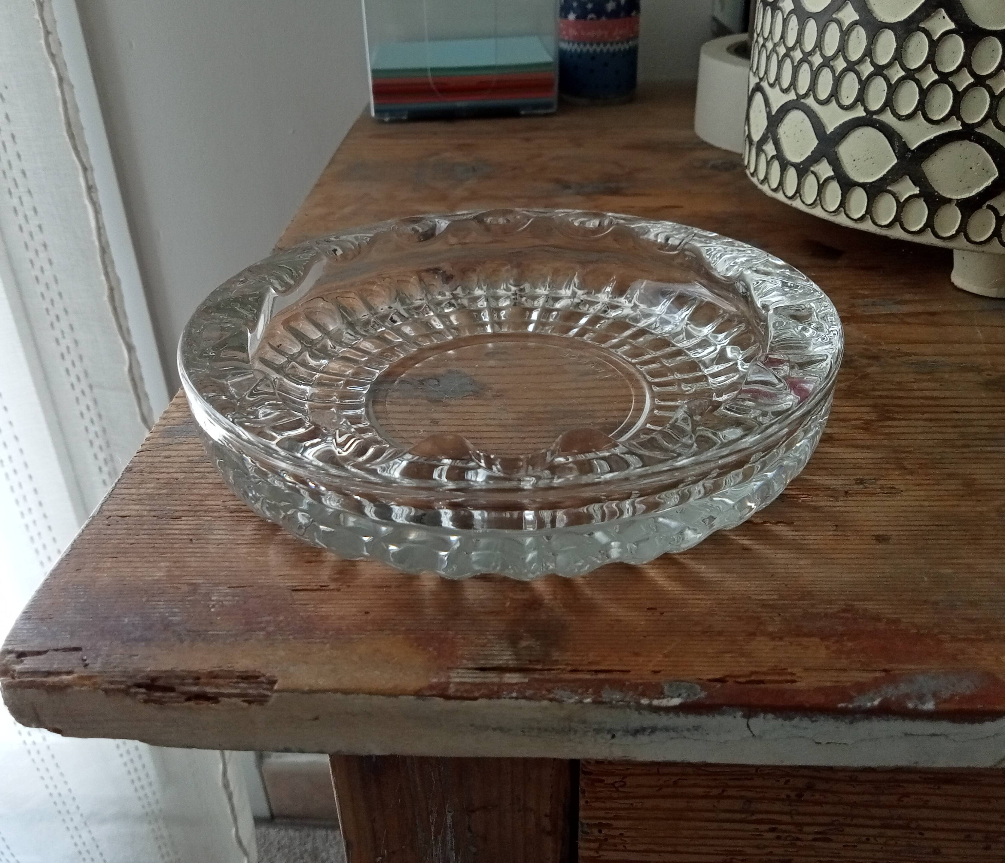 Large vintage molded glass ashtray
