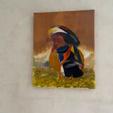 Huile sur toile « Oiseau coloré »
