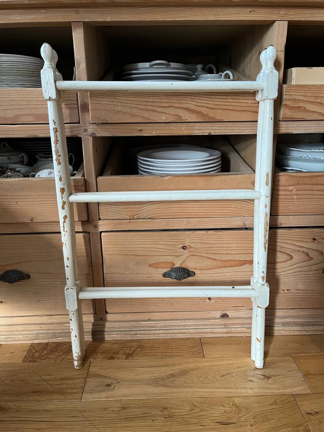 Old wooden towel rack