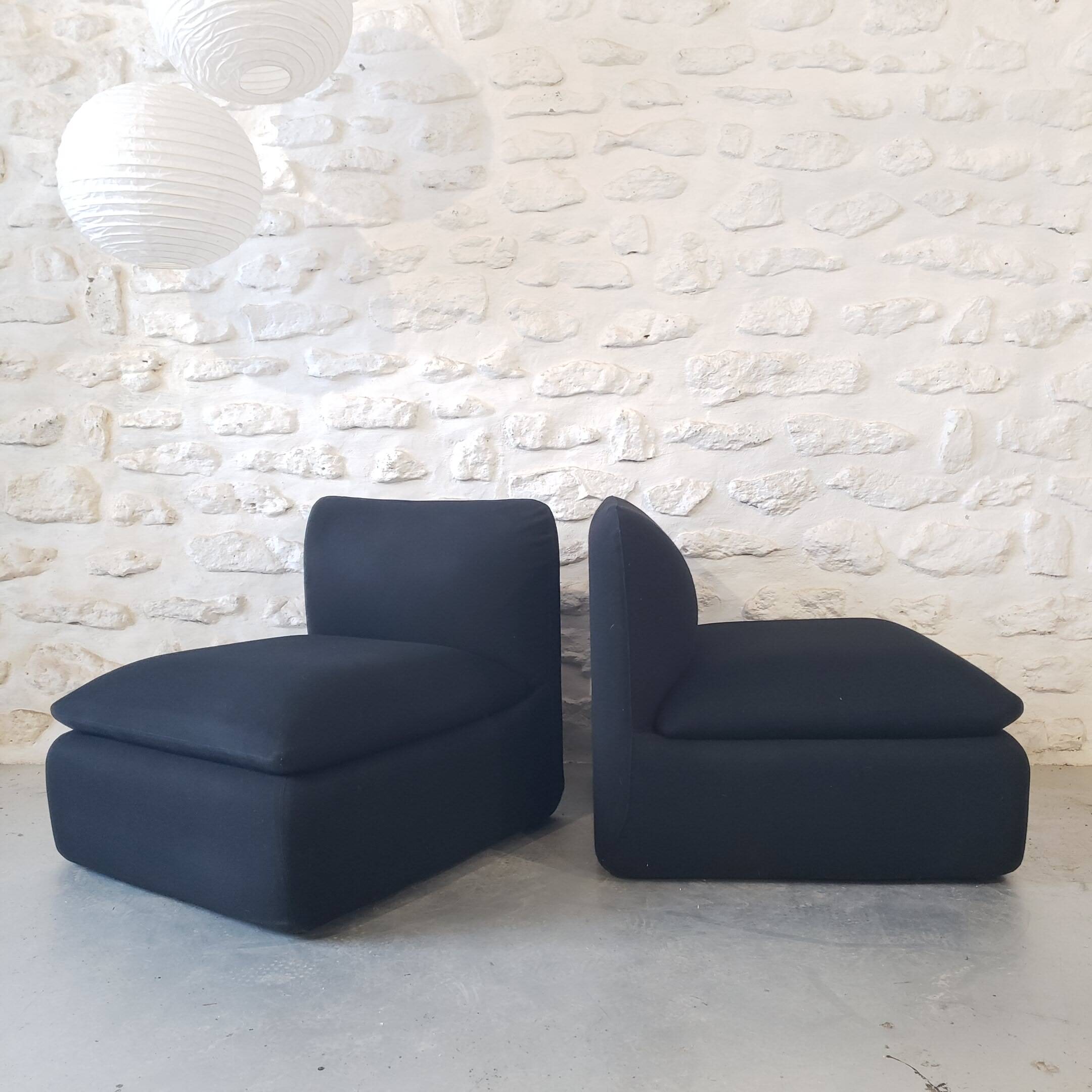 Pair of vintage black armchairs