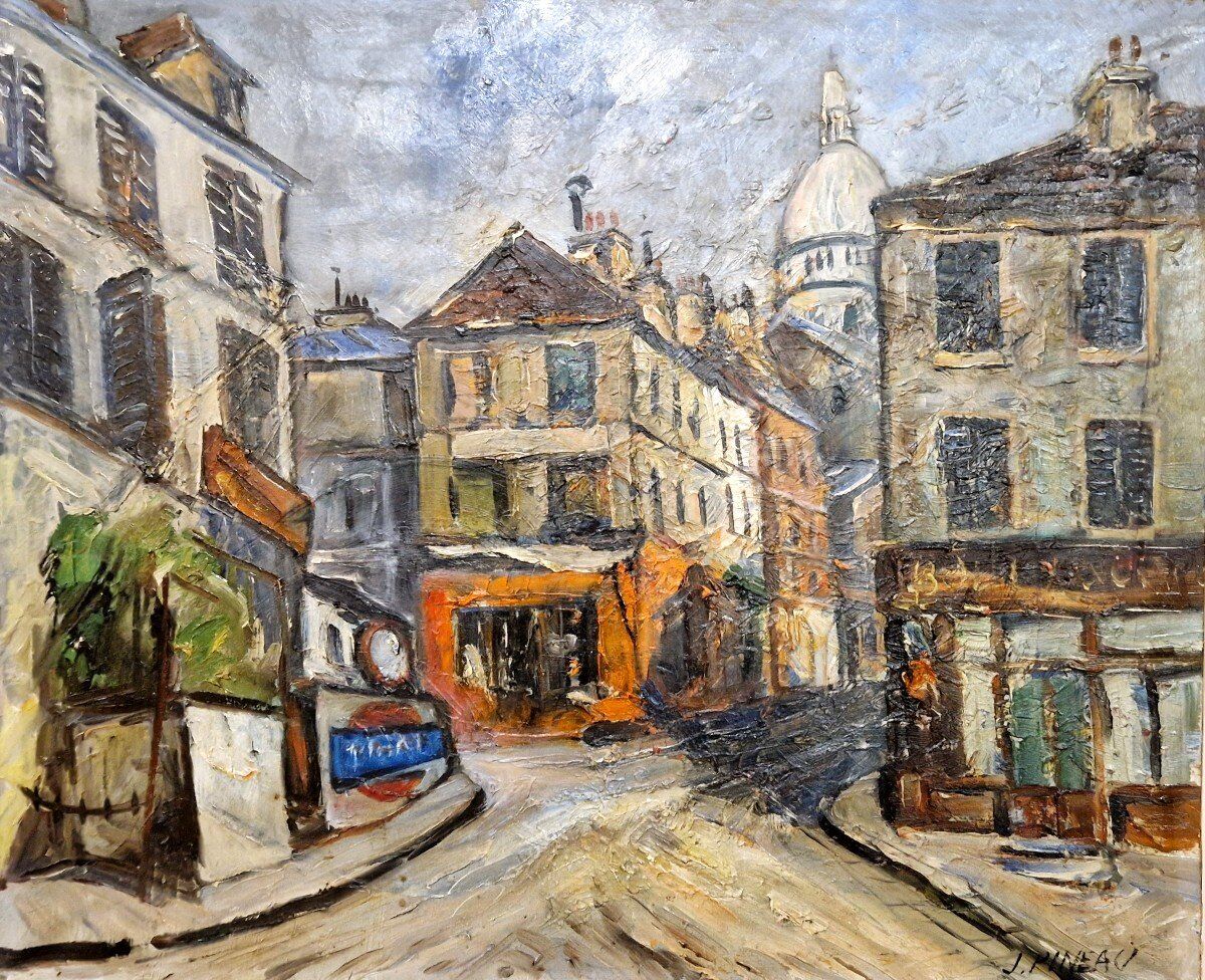 Oil by J. Pineau XX - Montmartre